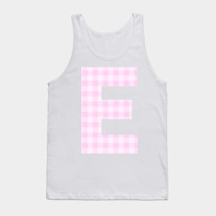 Pink Letter E in Plaid Pattern Background. Tank Top